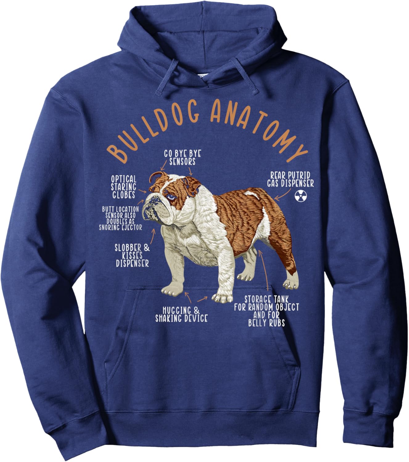 English Bulldog Anatomy Dog Biology Dog Lover Hoodie - Hoodie | Navy
