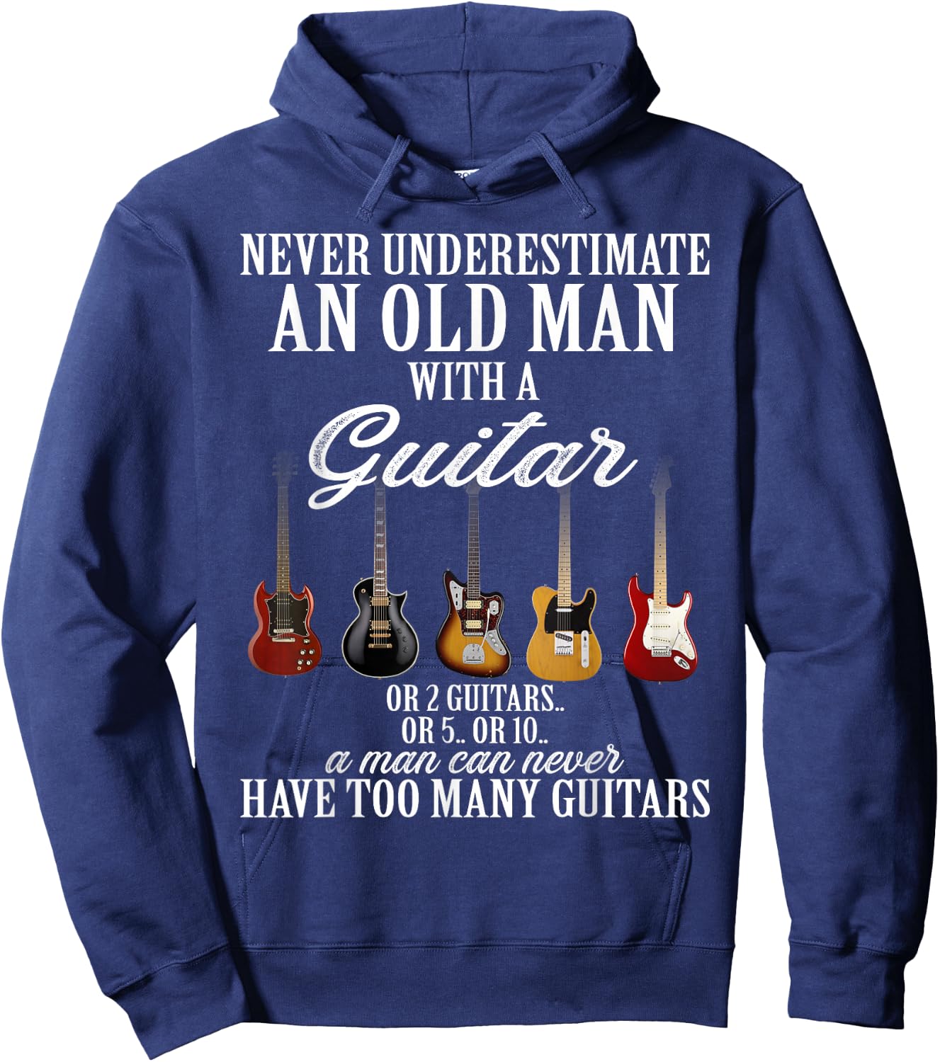 Never Underestimate An Old Man With A Guitar Hoodie - Hoodie | Navy