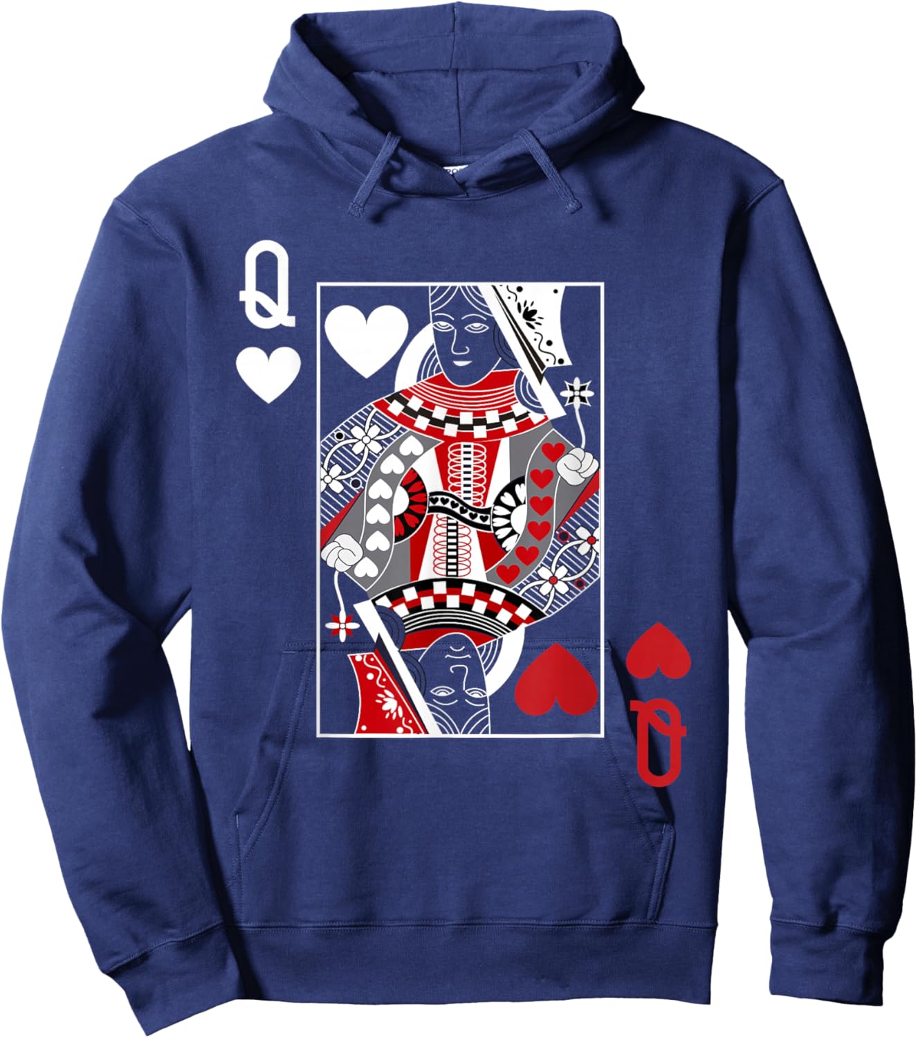 Queen of Hearts Deck of Cards Playing Cards Casino Poker Hoodie - Hoodie | Navy