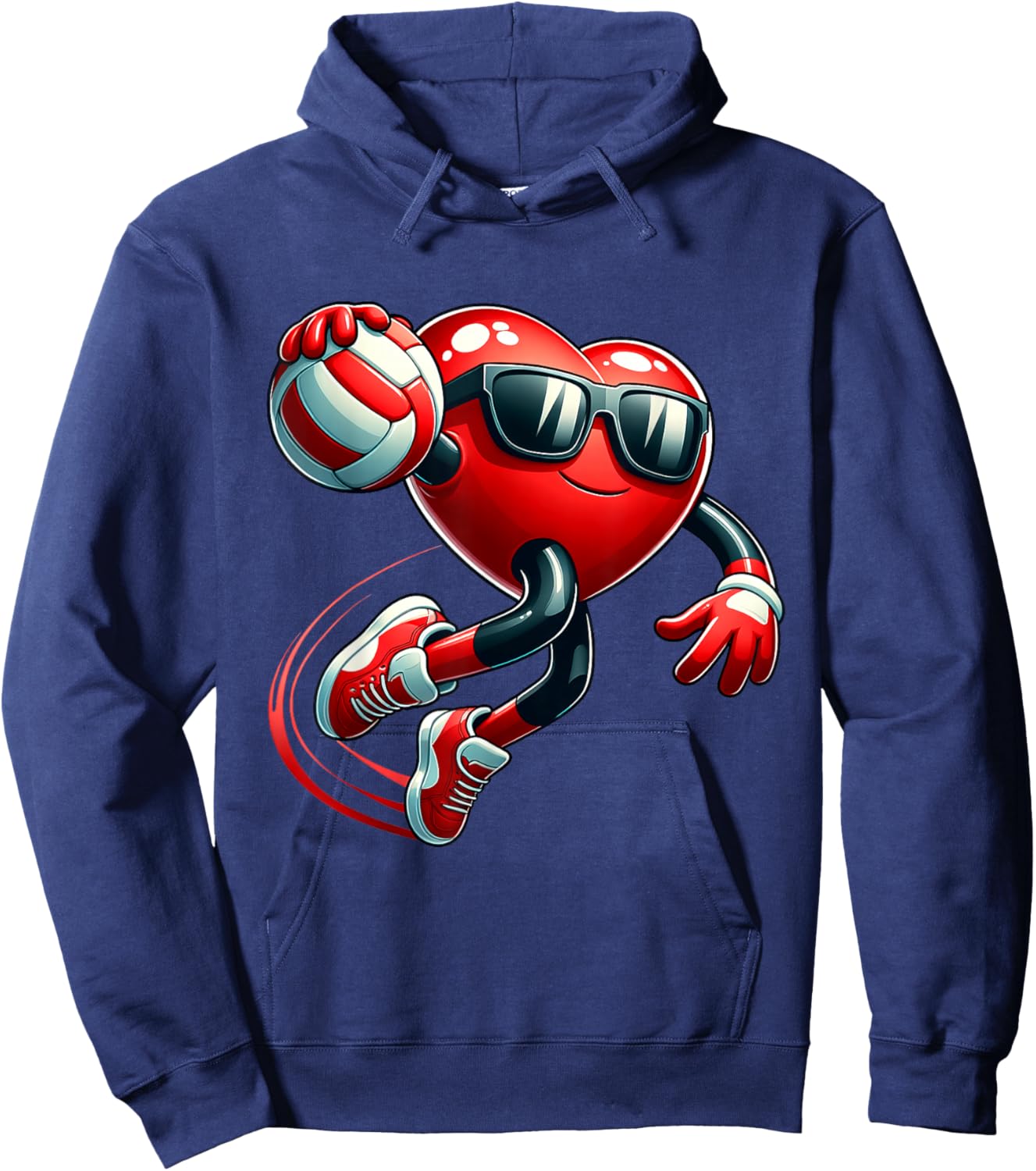 Funny Heart Playing Volleyball Valentines Day Boys Kids Hoodie - Hoodie | Navy