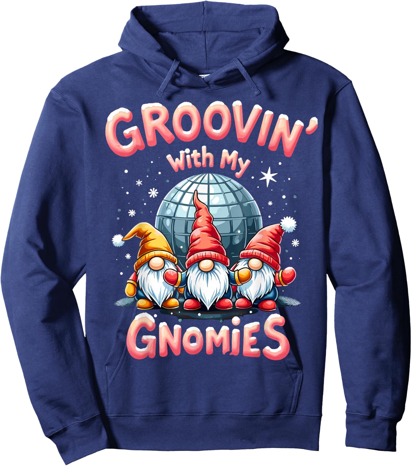 Groovin' with My Gnomies - Funny Disco Party Gnome Hoodie - Hoodie | Navy