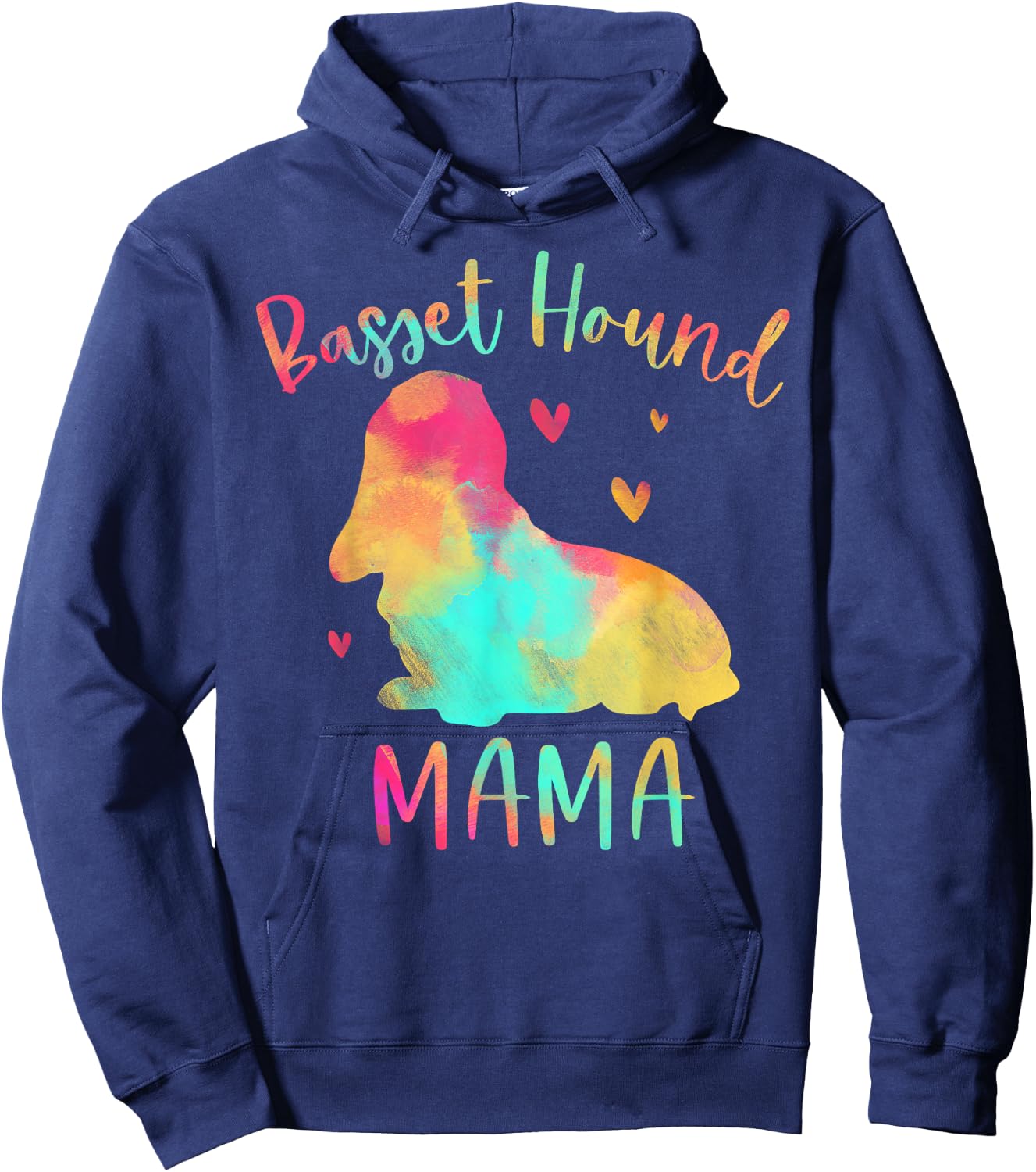 Basset Hound Mama Colorful Basset Hound Gifts Dog Mom Women Kids Hoodie - Hoodie | Navy