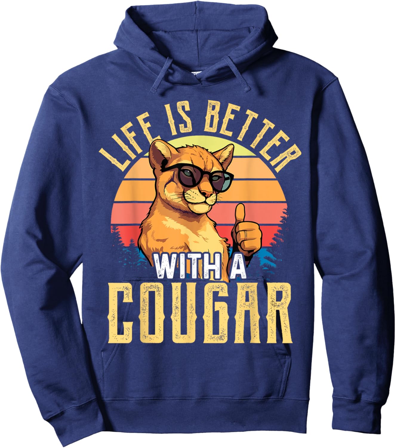 Life is Better with A Cougar Shirt Funny Cougars Hoodie - Hoodie | Navy