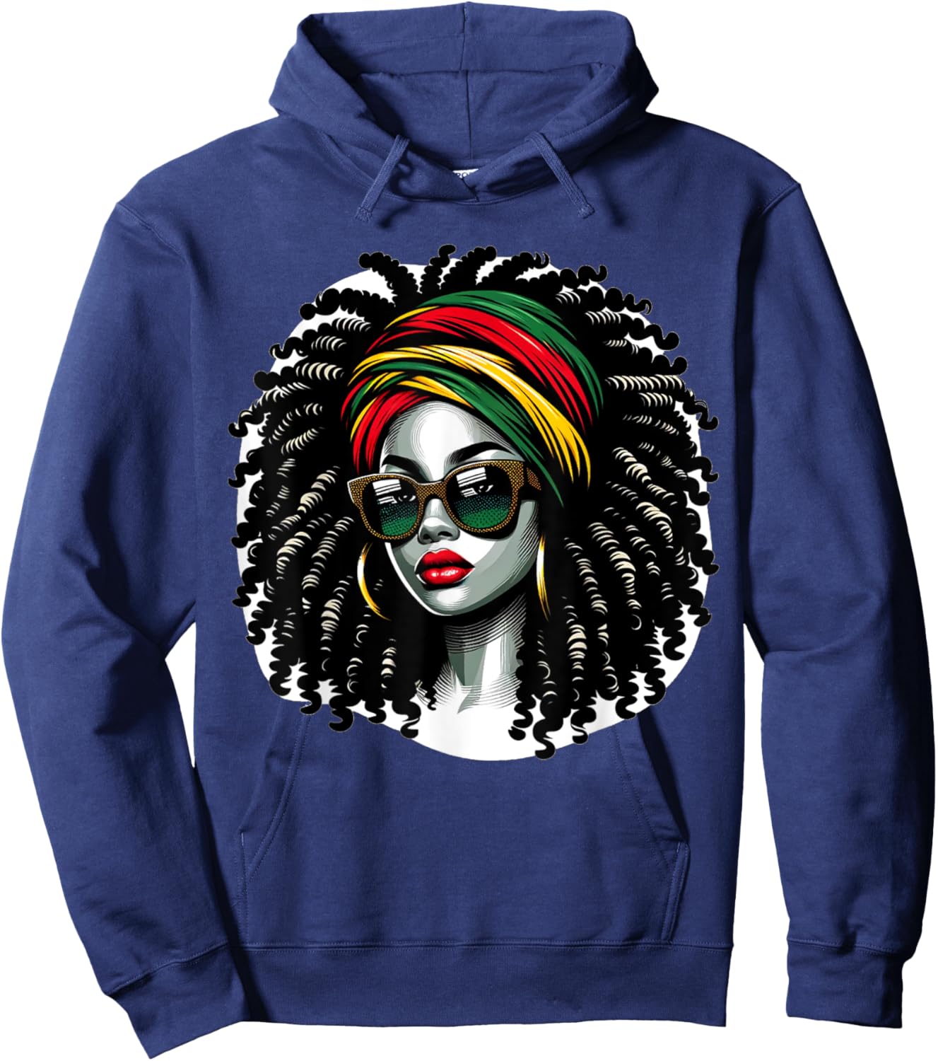 Afro Woman African Melanin Headscarf Nubian Black History Hoodie - Hoodie | Navy