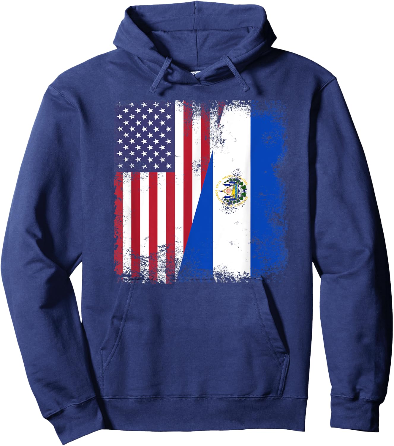 Half Salvadoran Flag | Vintage El Salvador USA Gift Hoodie - Hoodie | Navy