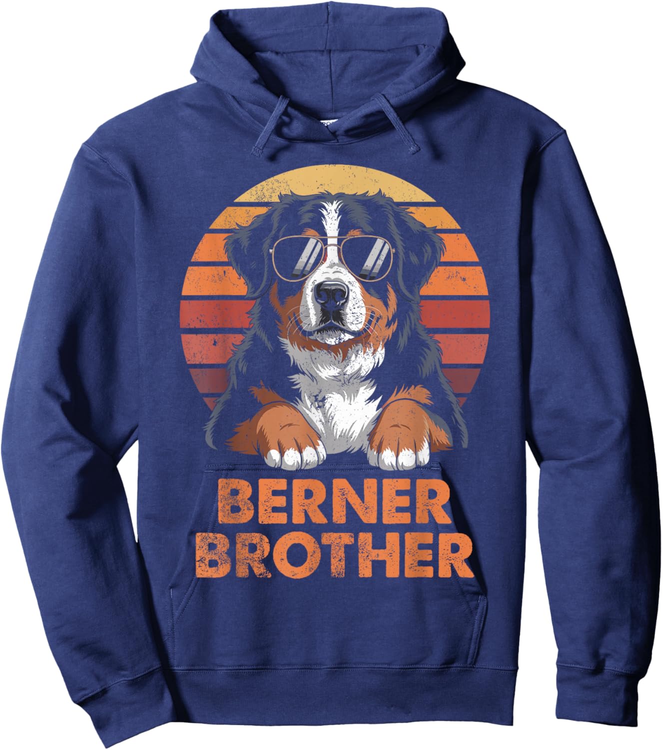 Cool Retro Bernese Mountain Brother Funny Vintage Dog Owner Hoodie - Hoodie | Navy