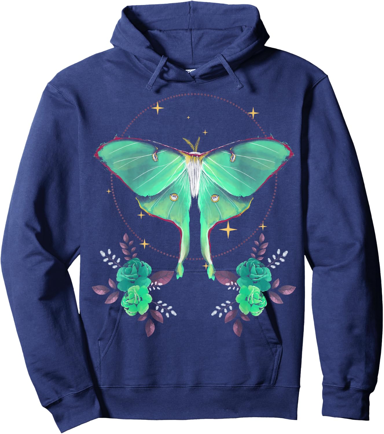 Cute Luna Moth Beautiful Butterfly Insect Lover Themed Hoodie - Hoodie | Navy