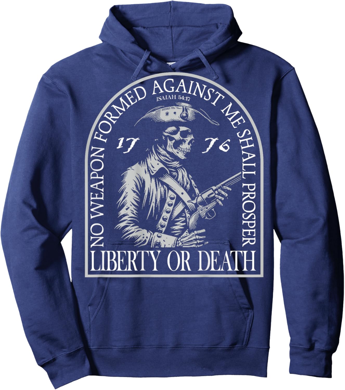 No Weapon Formed Against Me Shall Prosper (on back) Hoodie - Hoodie | Navy