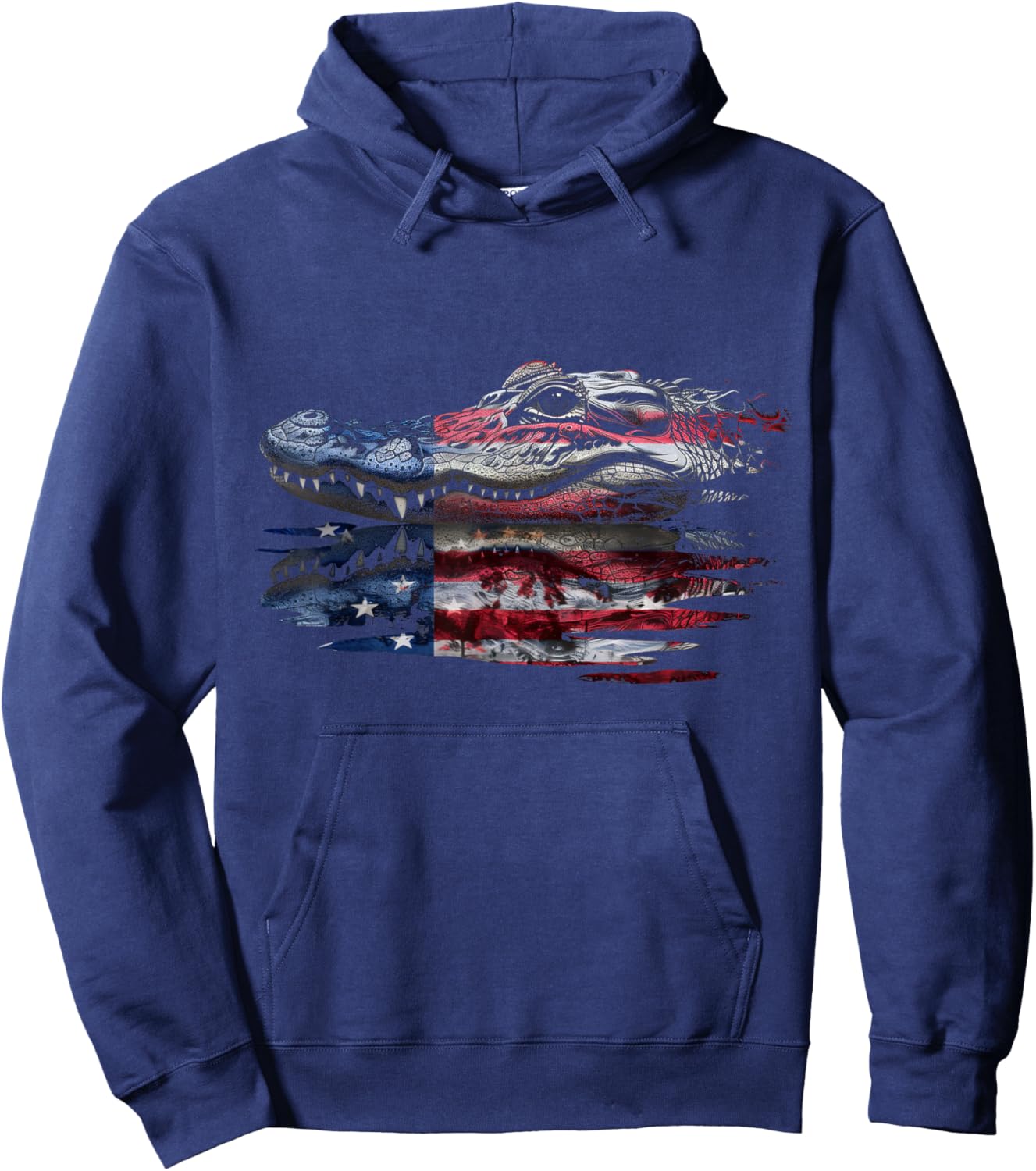 Alligator American Flag Gator Hunter Reptile Patriotic Hoodie - Hoodie | Navy