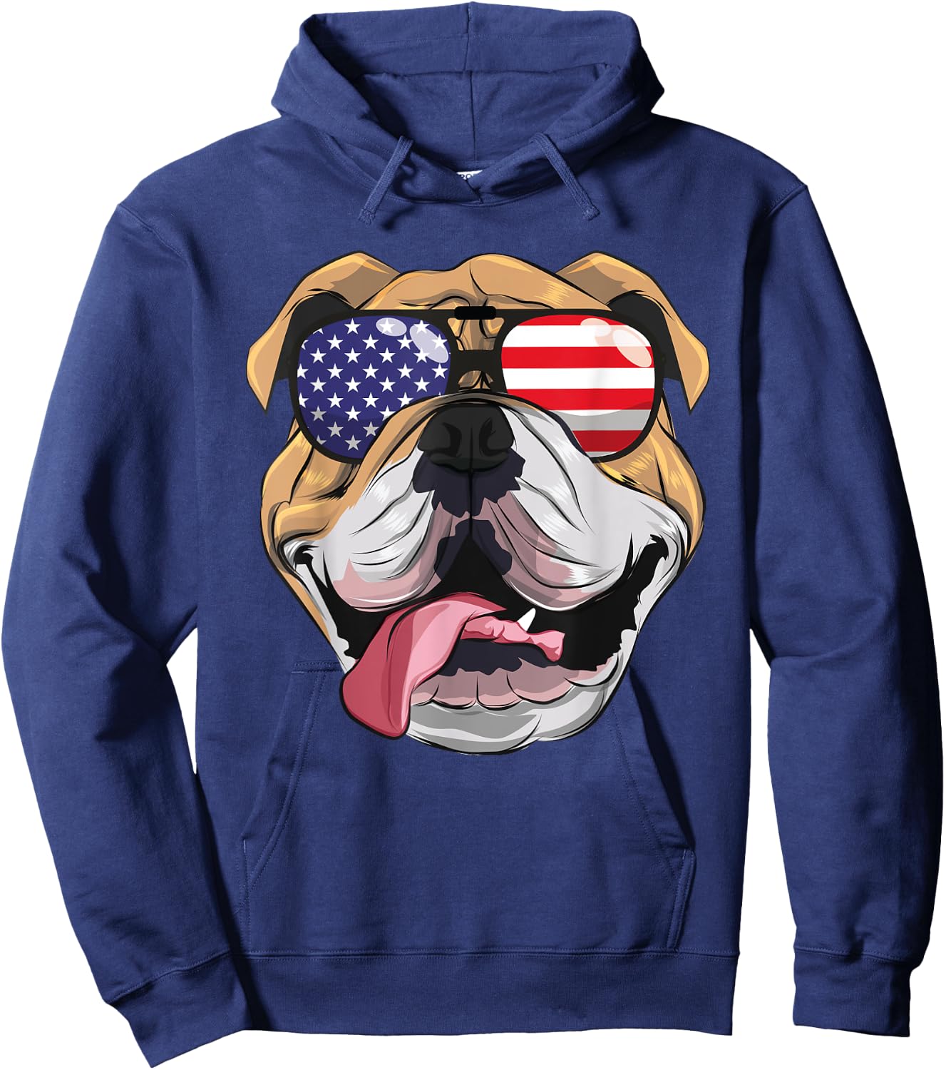 English Bulldog 4th Of July American Sunglasses USA Boys Men Hoodie - Hoodie | Navy