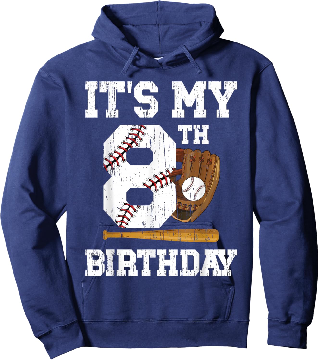 My 8th Birthday Baseball Boy Eight Year Old Baseball Player Hoodie - Hoodie | Navy