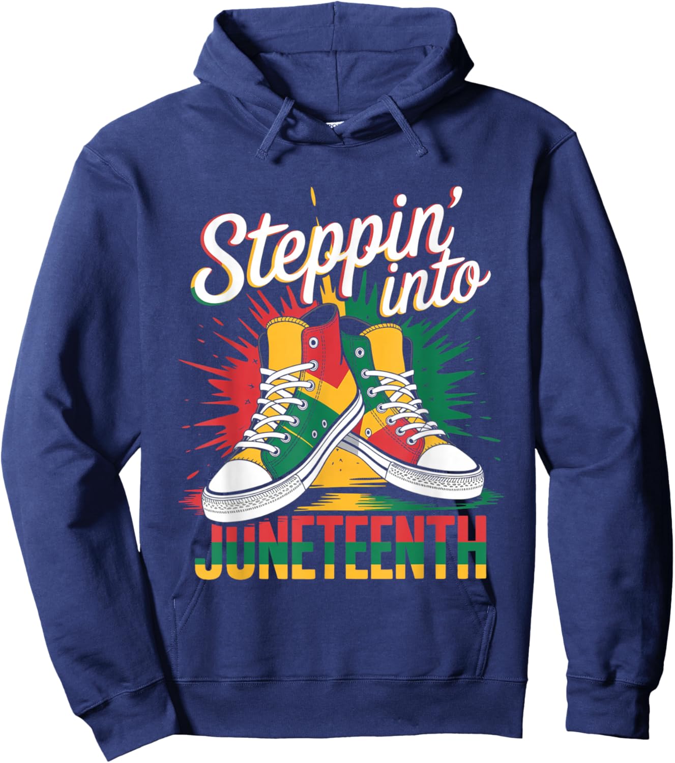 Stepping Into Juneteenth Afro Woman Black Girls Sneakers Men Hoodie - Hoodie | Navy