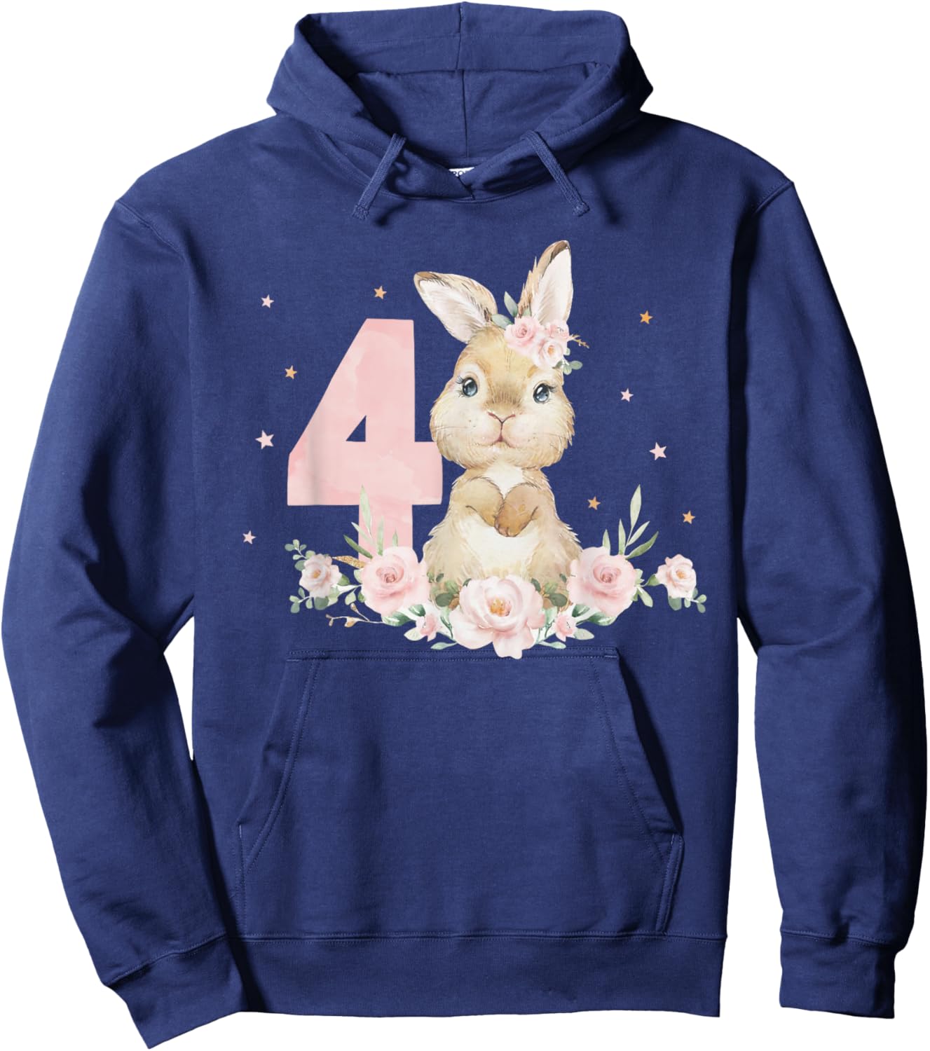 Adorable Rabbit Bunny 4th Birthday Outfit Girl 4 Year Old Hoodie - Hoodie | Navy