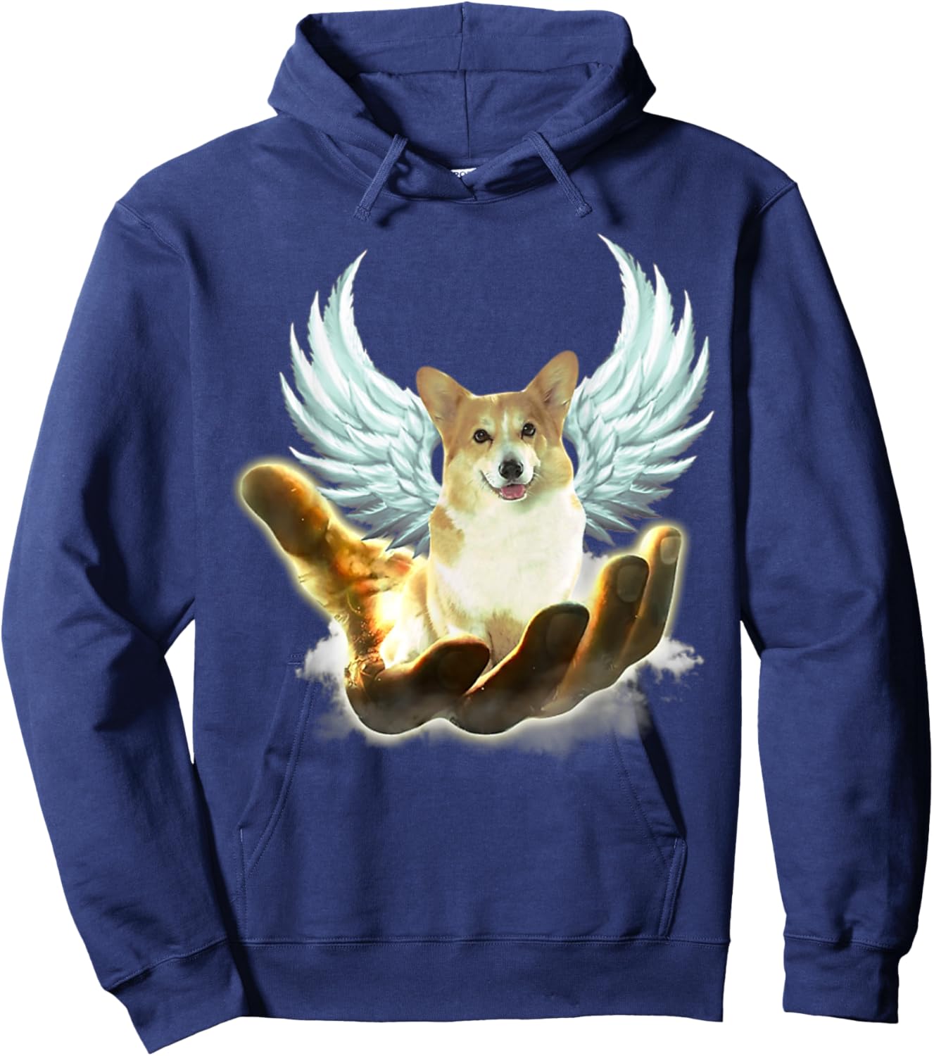 Angel Corgi Golden Hand Heaven Wings God Hoodie - Hoodie | Navy