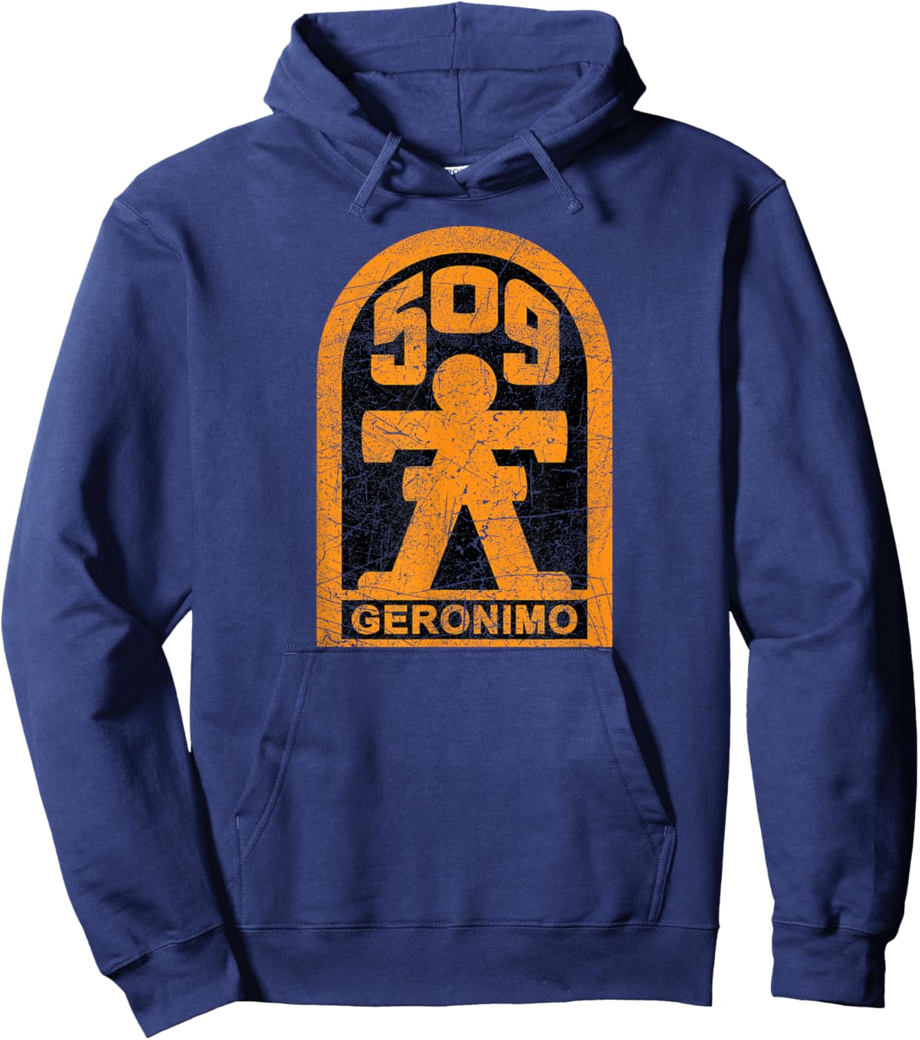 American Marauder: 509th Airborne Geronimo Insignia -Adults Black Cotton Hoodie - Hoodie | Navy