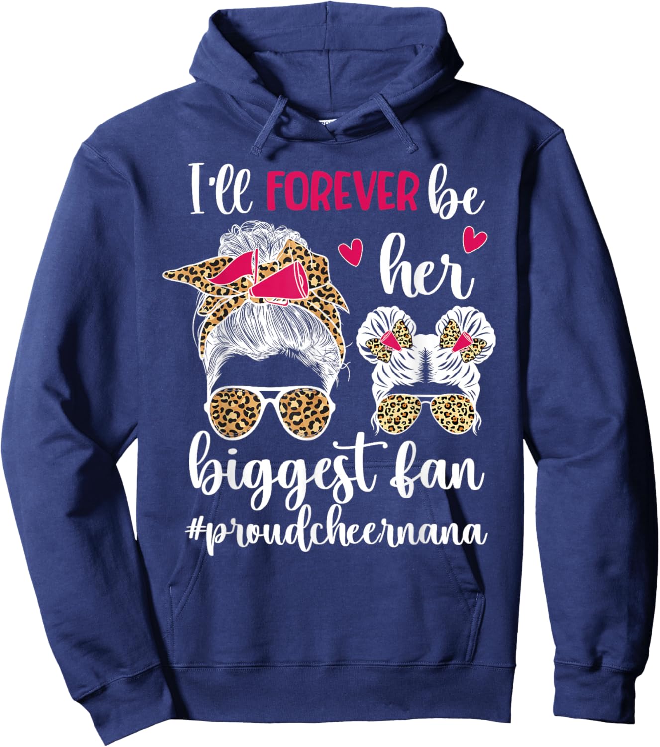 Her Biggest Fan Cheer Nana Grandma of A Cheerleader Nana Hoodie - Hoodie | Navy