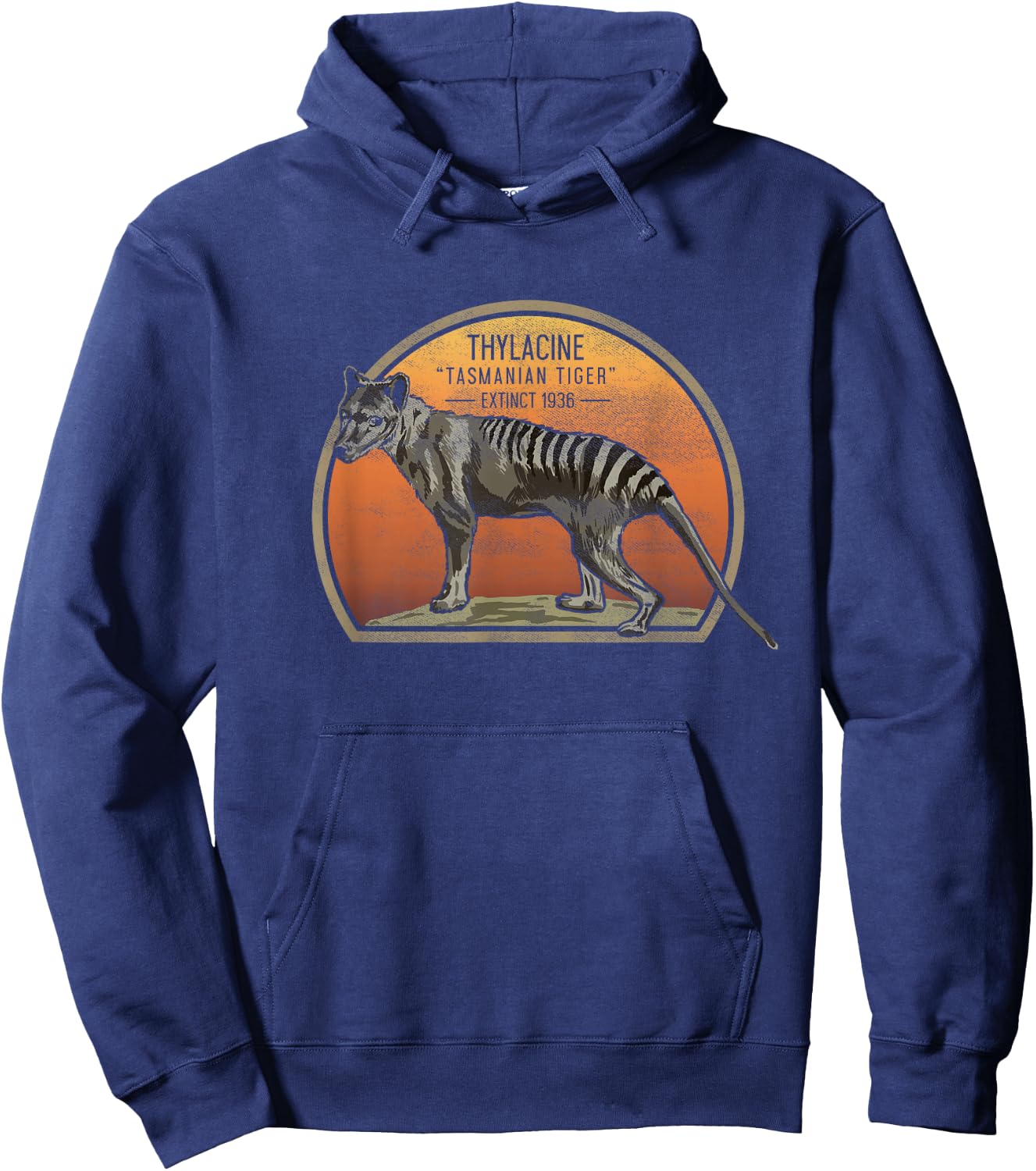 Tasmanian Tiger Thylacine T Shirt Wolf Australian Extinct Hoodie - Hoodie | Navy