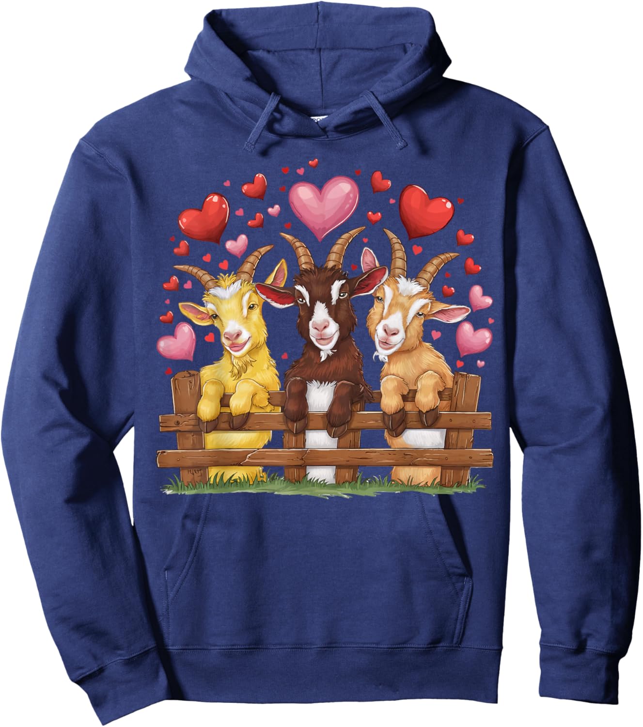 Goat Hearts Love Valentine Farm Animal Lover Farmer Hoodie - Hoodie | Navy