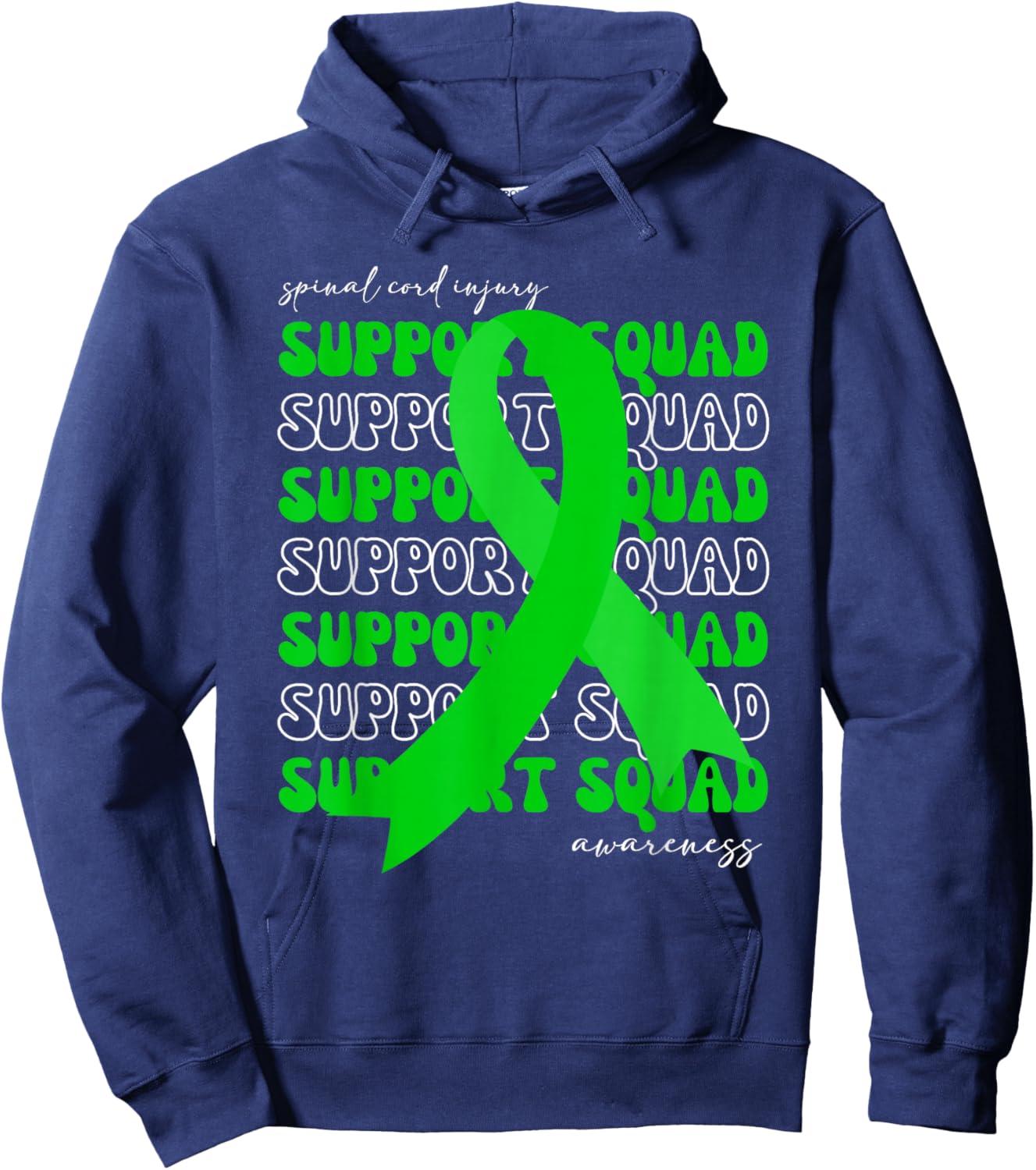Support Squad Spinal Cord Injury Awareness Ribbon Fighter Hoodie - Hoodie | Navy