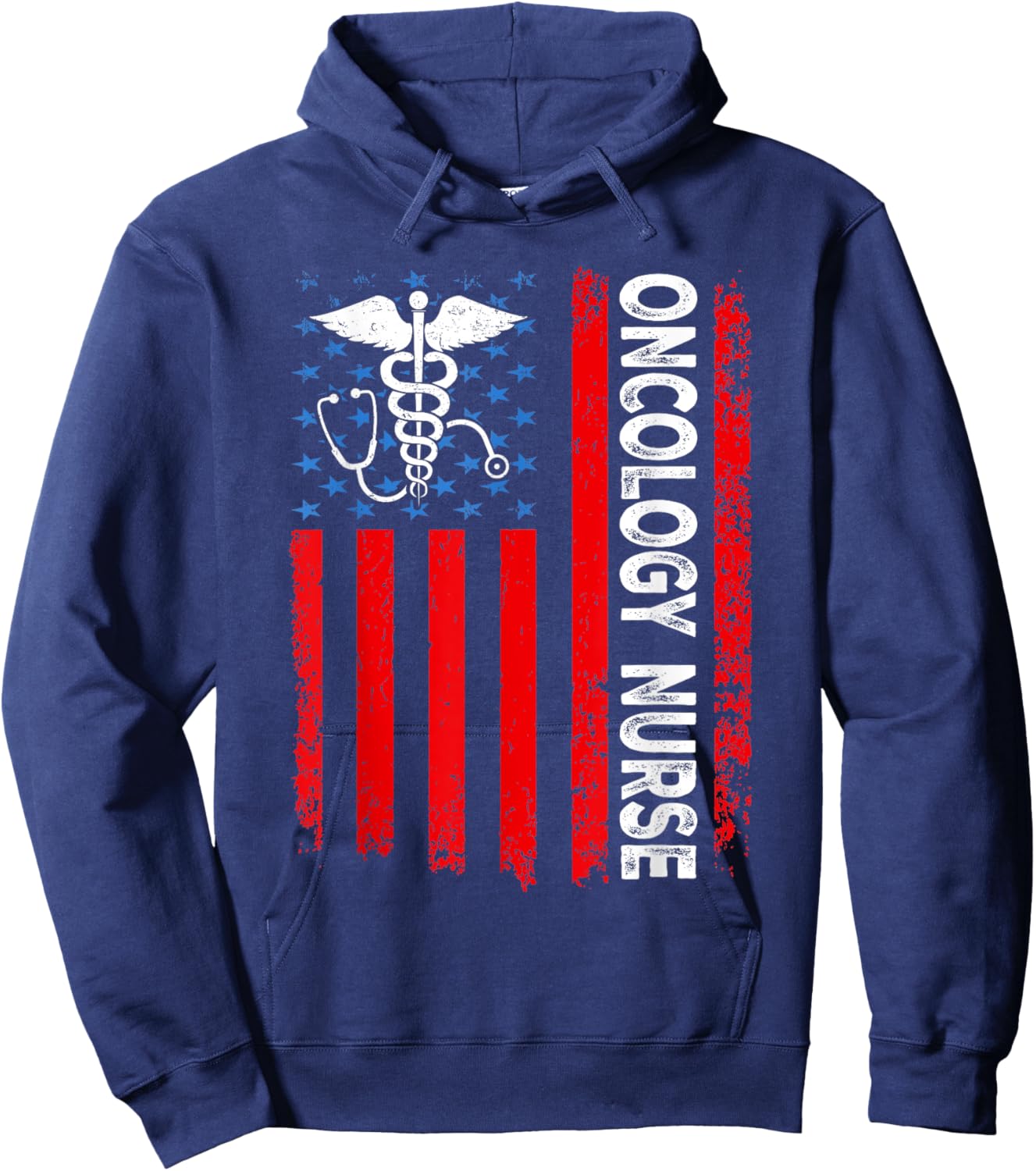 Oncology Nurse American Flag Patriotic Oncology 4th of July Men Hoodie - Hoodie | Navy