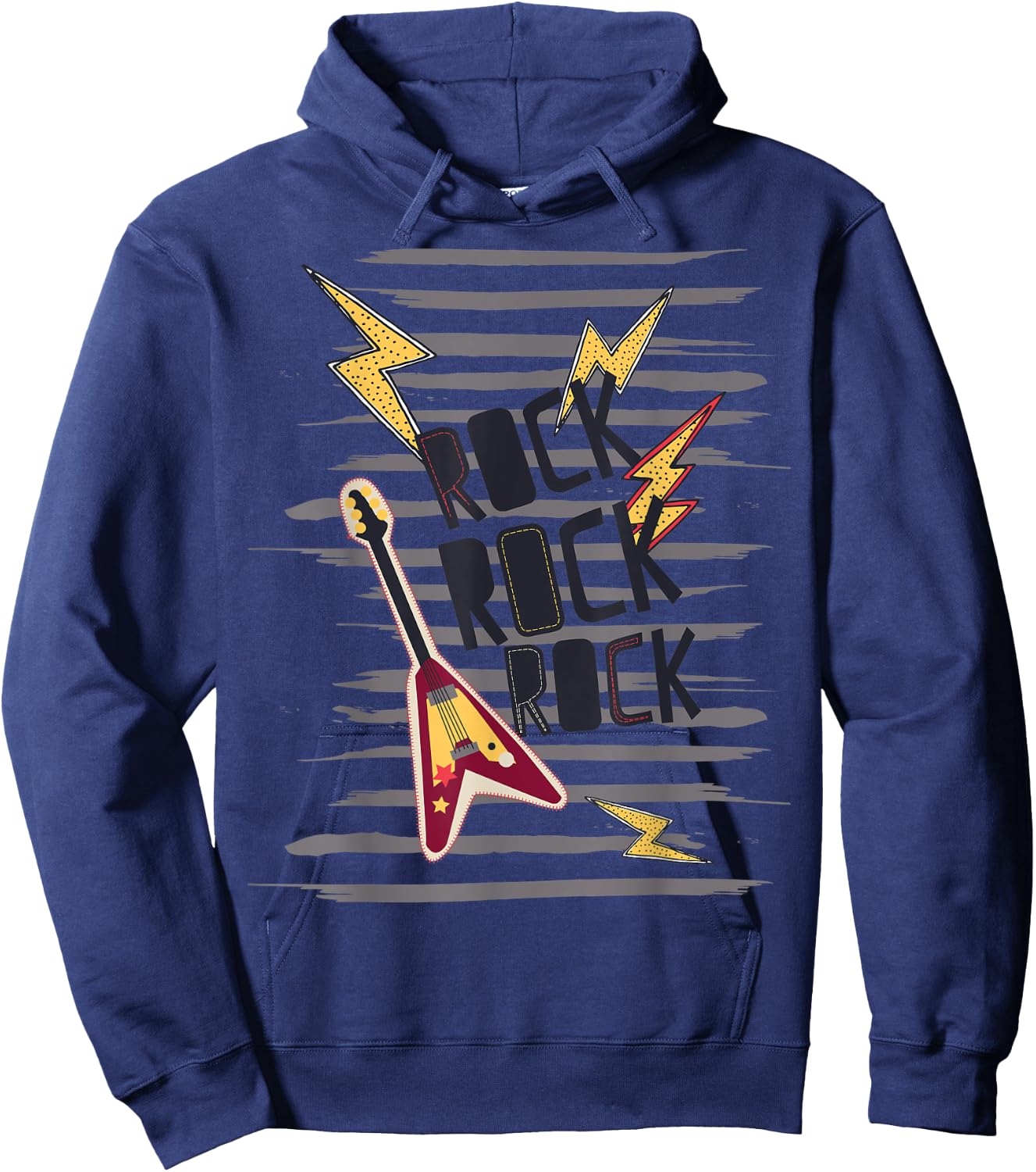 Rock Star Guitar Rock & Roll Retro 80s Birthday Musician Dad Hoodie - Hoodie | Navy