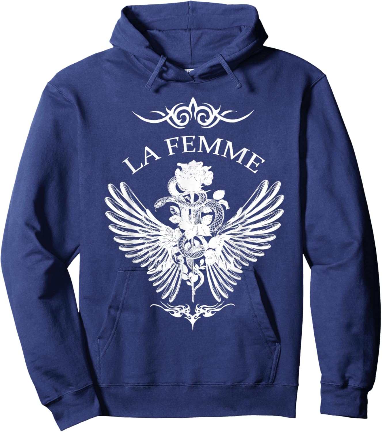 La Femme Snake And Rose Dark Art Hoodie - Hoodie | Navy