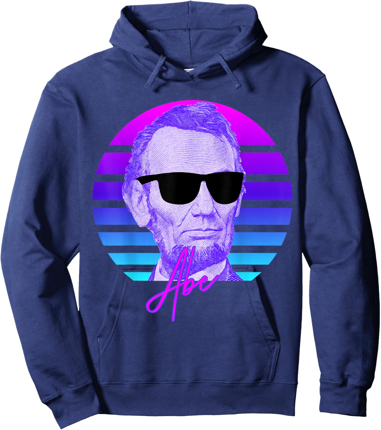 Abraham Lincoln Vaporwave American History Abe Lincoln Hoodie - Hoodie | Navy