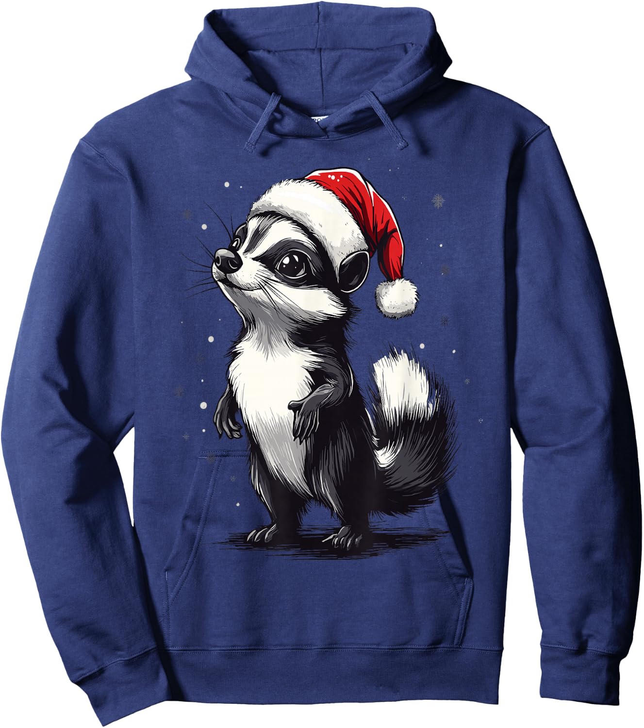 Skunk Santa Hat Funny Xmas Skunk Lovers Christmas Pajama Hoodie - Hoodie | Navy