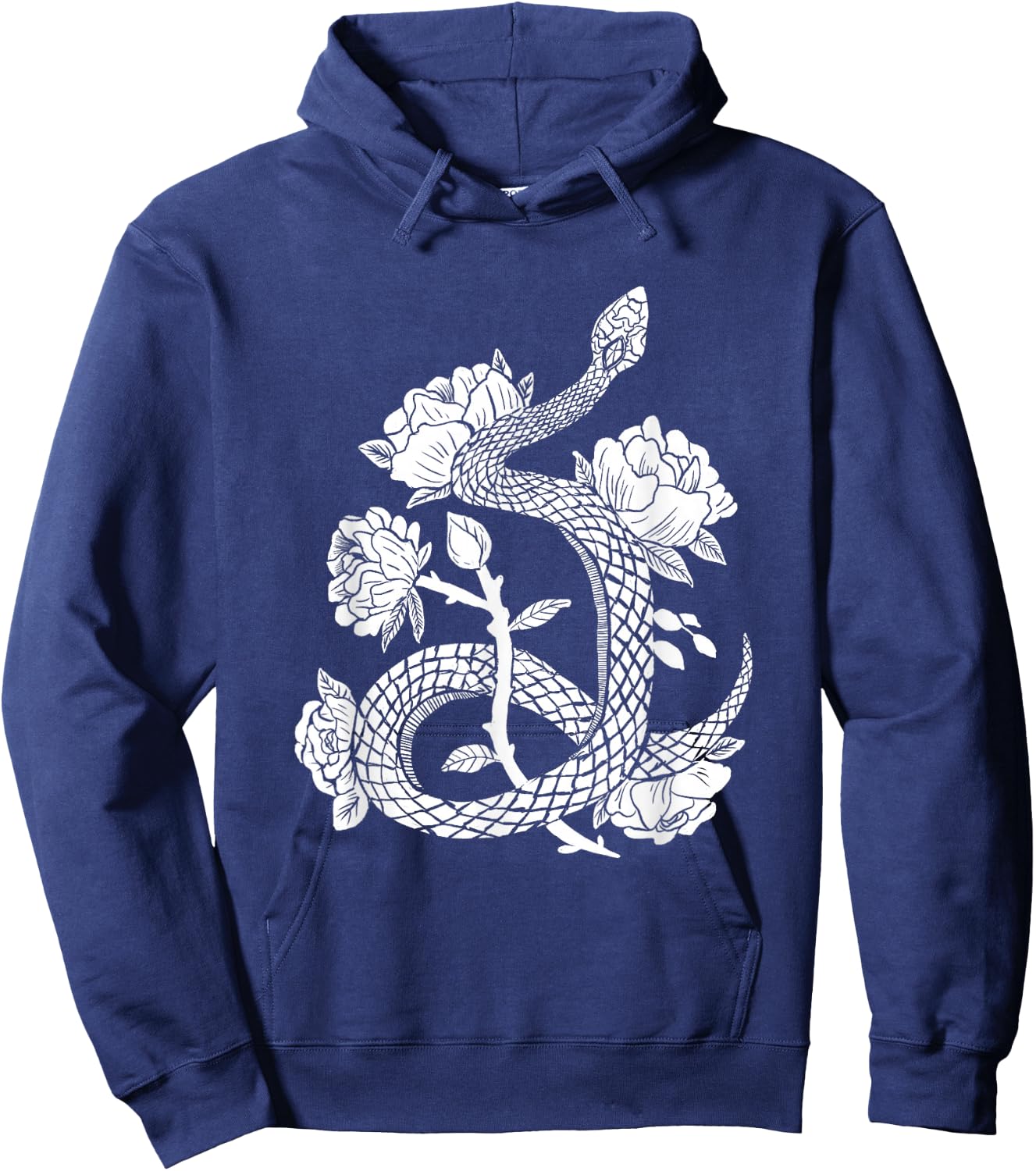 Snake & Flowers Gothic Witchy Punk Hoodie - Hoodie | Navy