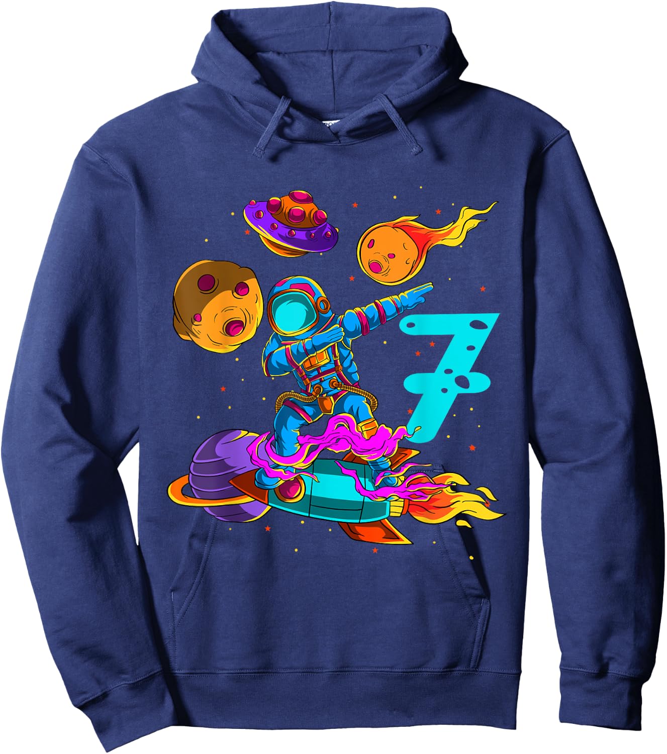 7 years Birthday Boy Astronaut 7th Birthday Boys Astronaut Hoodie - Hoodie | Navy