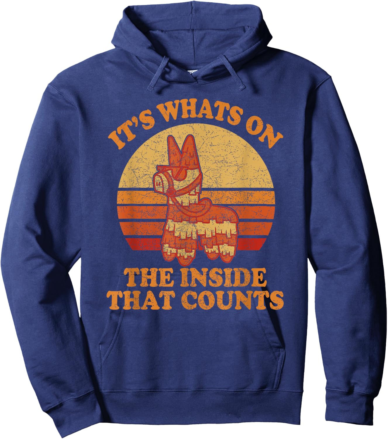 Its Whats on the Inside that Counts - Retro Donkey Pinata Hoodie - Hoodie | Navy