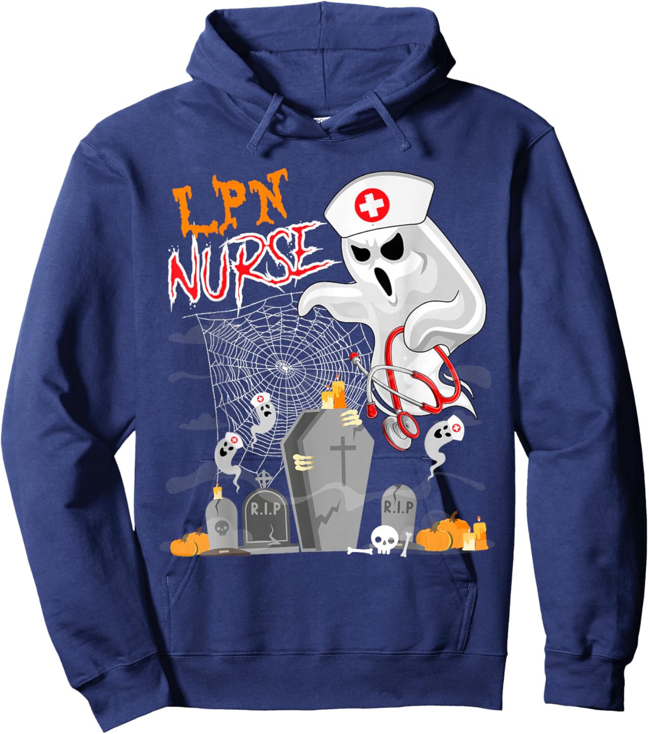 LPN Nurse Halloween Boo Ghosts Costume Nursing Tools Lover Hoodie - Hoodie | Navy