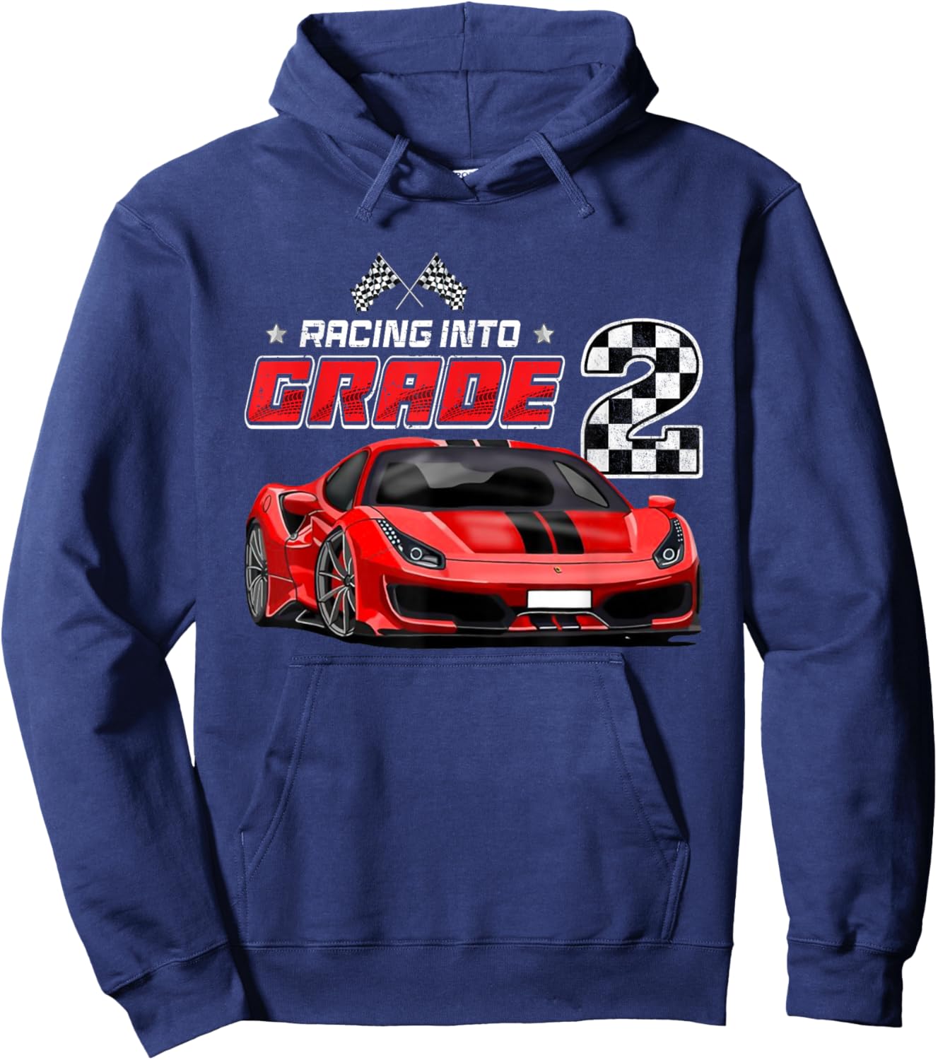 Racing Into 2nd Grade Race Car Back To School Boys Hoodie - Hoodie | Navy