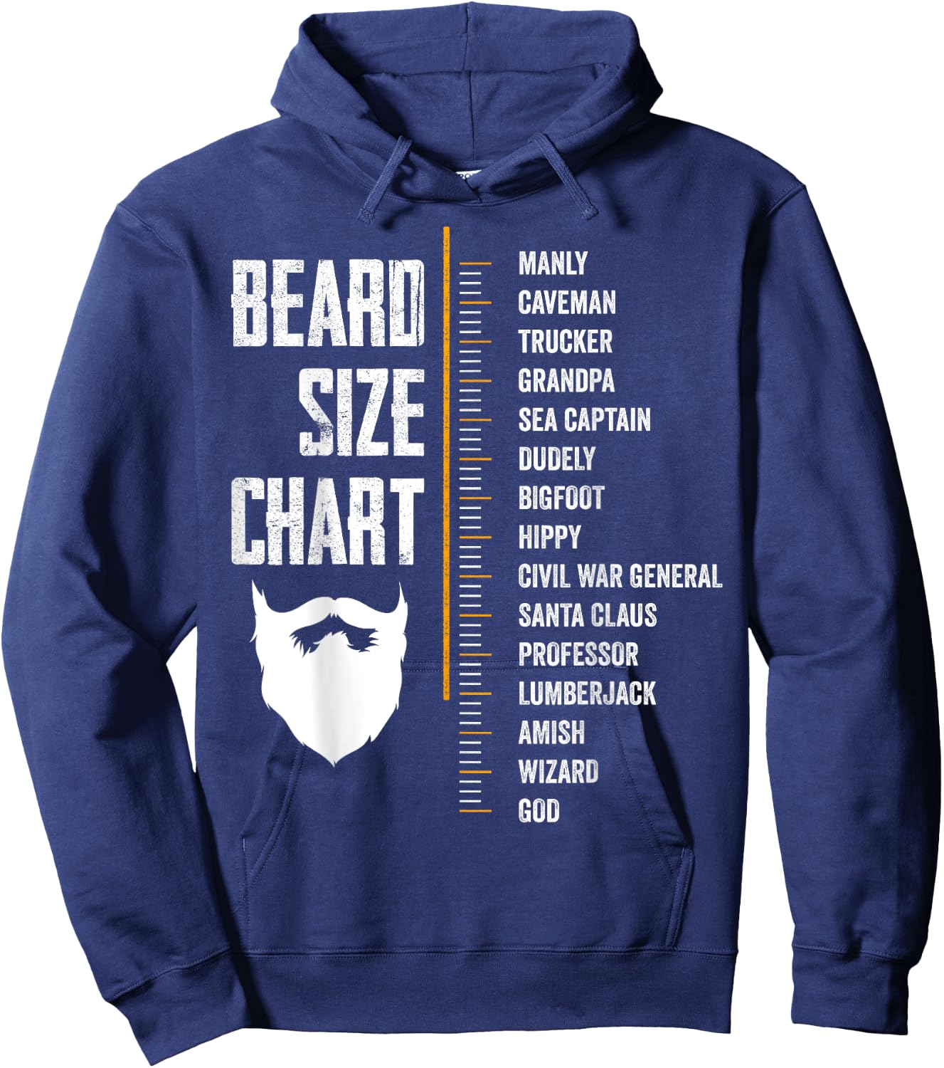 Beard Measurement Chart Beard Length Funny Growth Chart Hoodie - Hoodie | Navy