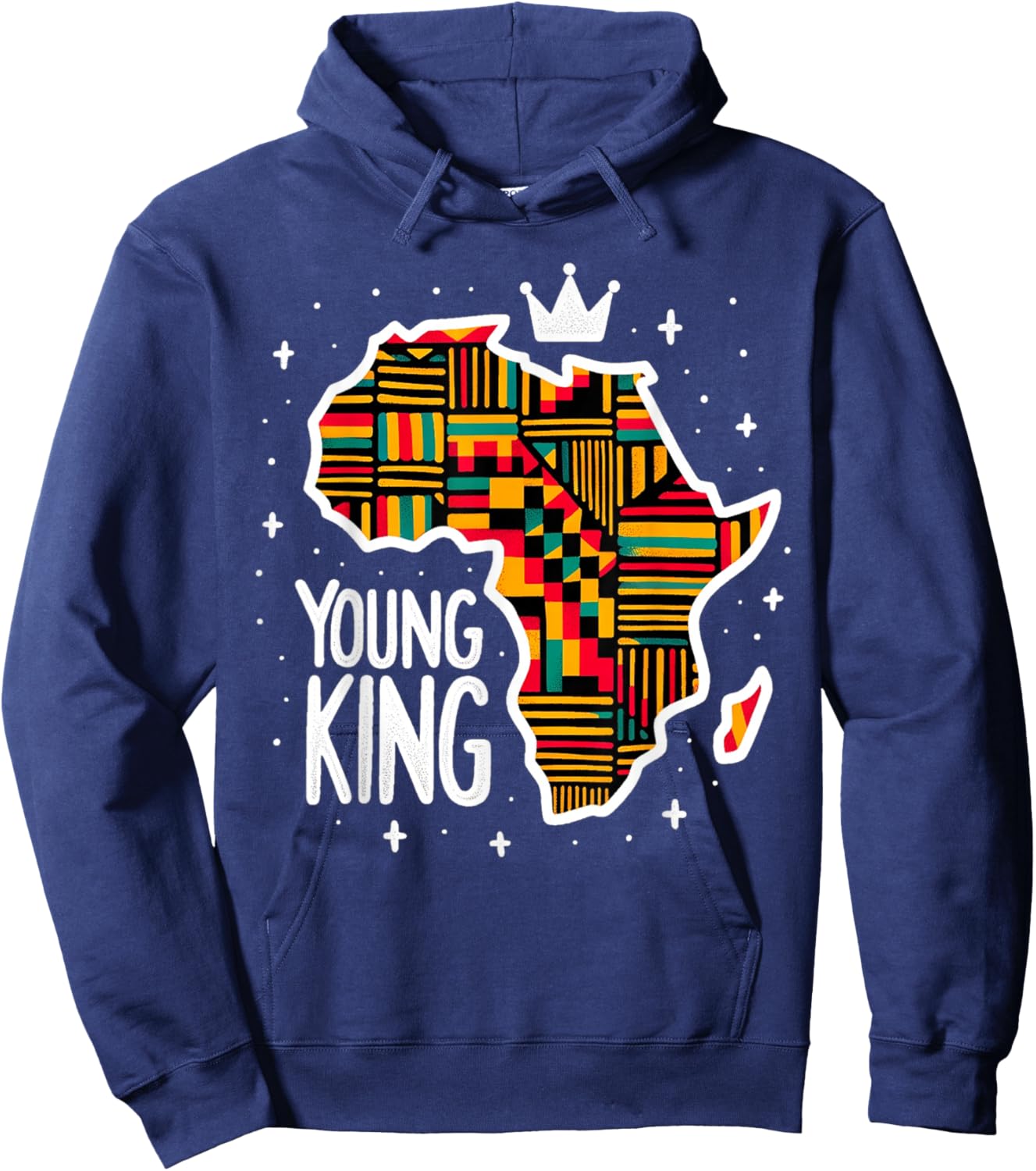 Boys African Kente Print Clothes Kids Young King Kente Youth Hoodie - Hoodie | Navy