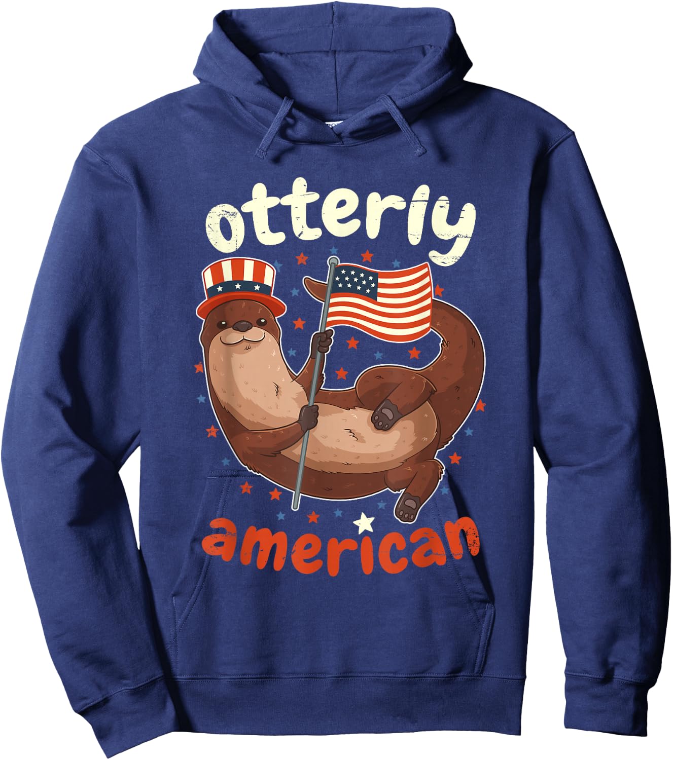 Patriotic Oteric American Flag 4th of July Otter Hoodie - Hoodie | Navy
