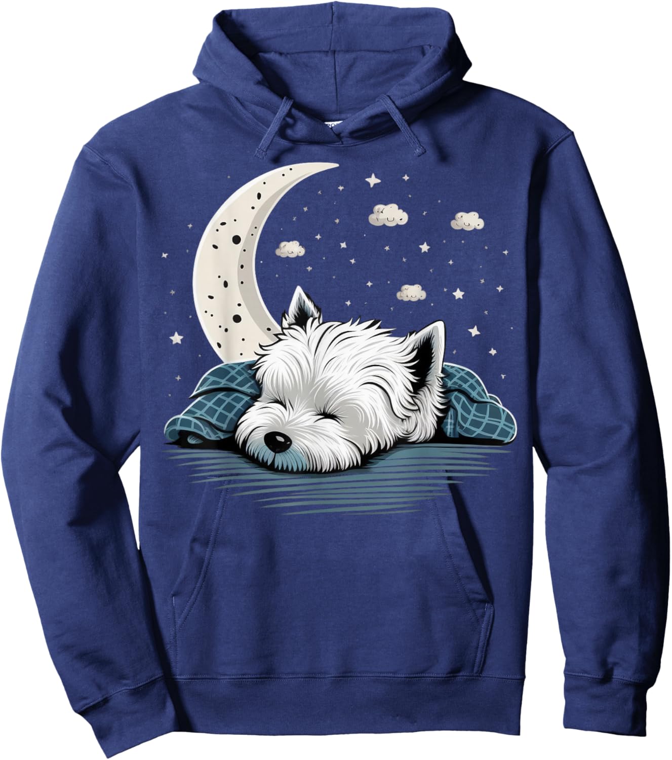 Napping Westie pajama West Highland White Terrier Sleeping Hoodie - Hoodie | Navy