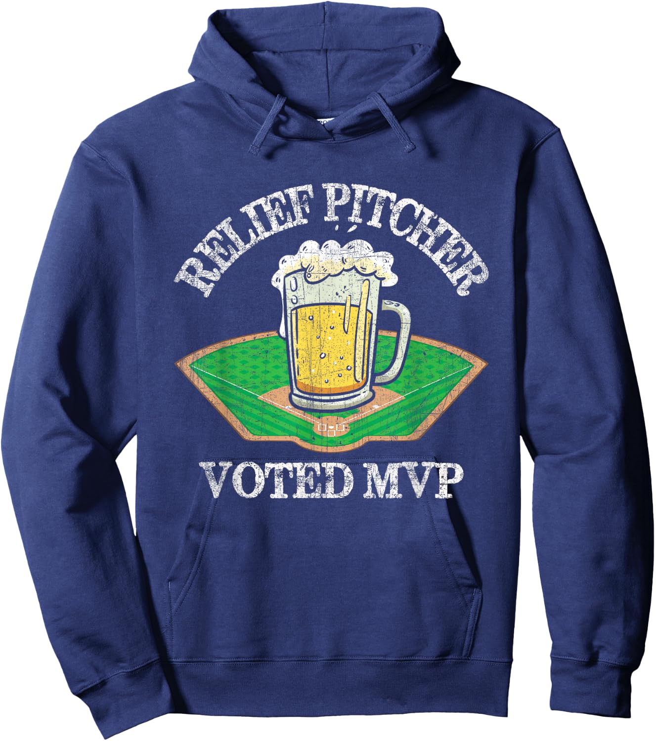 Funny Beer and Baseball Relief Jug Hoodie - Hoodie | Navy