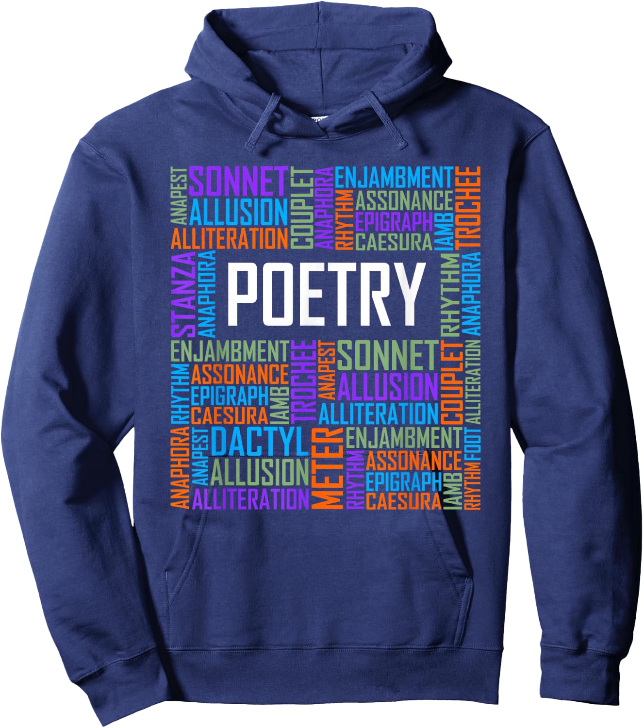 Poetry Words Lover Gift Poetry Writer Gifts Hoodie - Hoodie | Navy