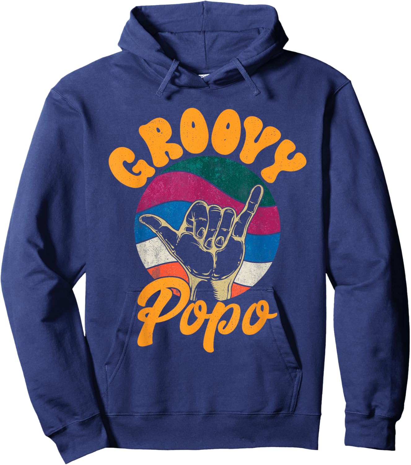 Vintage Father's Day Dad Grandpa Retro Groovy Popo Men Hoodie - Hoodie | Navy