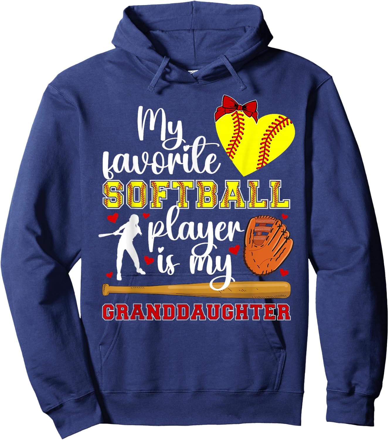 Softball Grandma Proud Softball Player Grandmother Hoodie - Hoodie | Navy