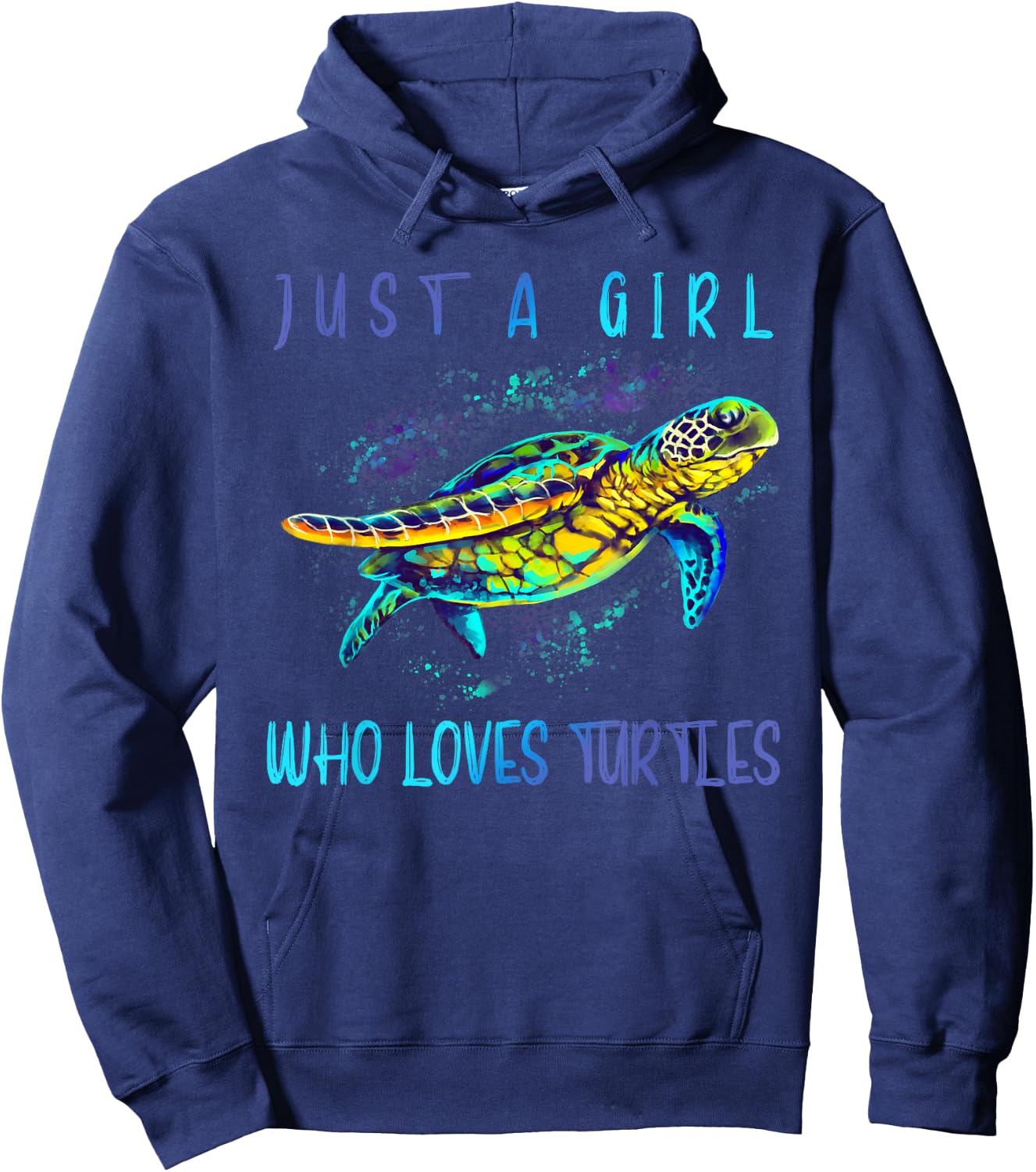 Funny Turtle Watercolor Sea Ocean Art Lovers Girl Outfit Hoodie - Hoodie | Navy