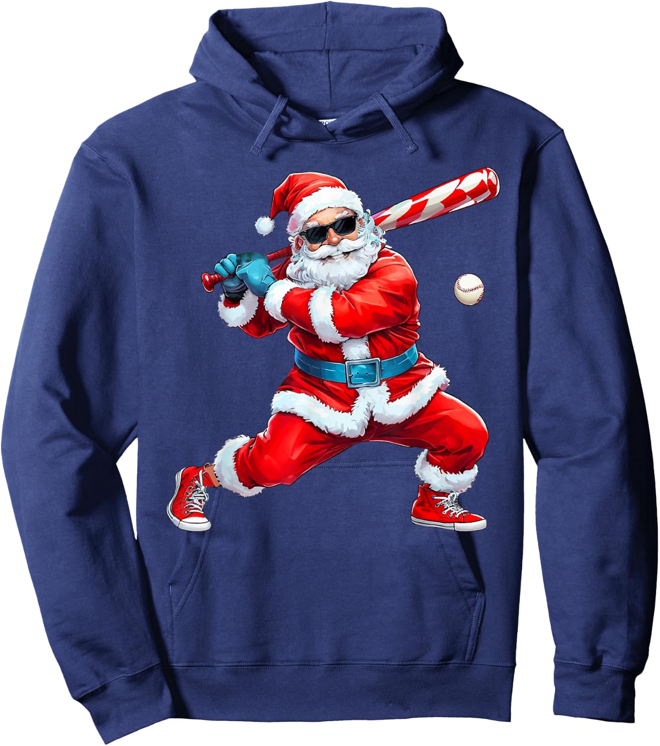 Santa Playing Baseball Christmas Baseball Player Hoodie - Hoodie | Navy