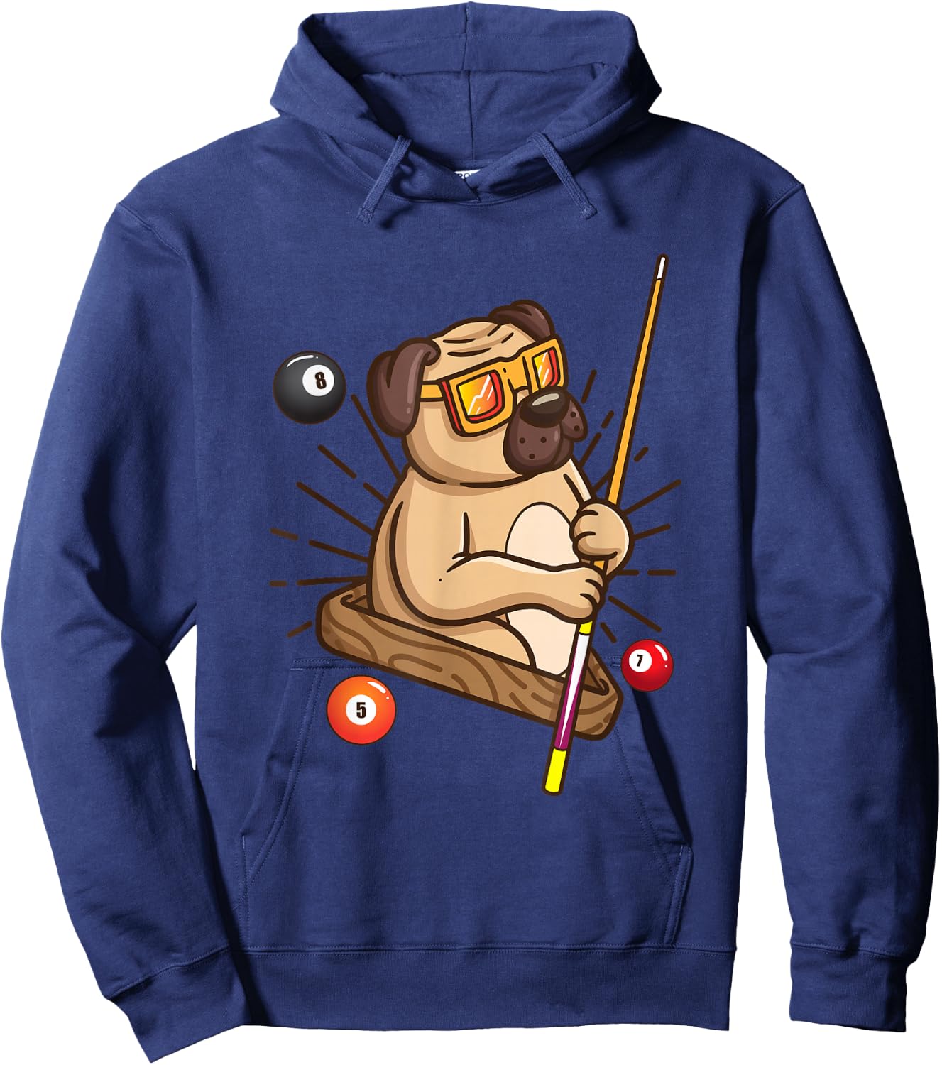 Billiard Pug Dog Hustler Pool Girls Snooker Gifts Hoodie - Hoodie | Navy
