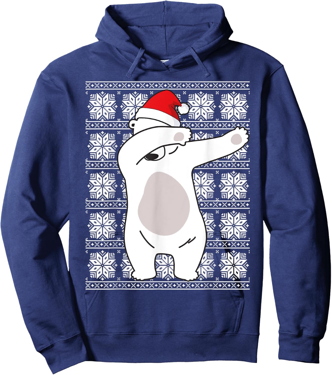 Ugly Christmas Sweater Polar Bear Santa Hat Dabbing Gifts Hoodie - Hoodie | Navy