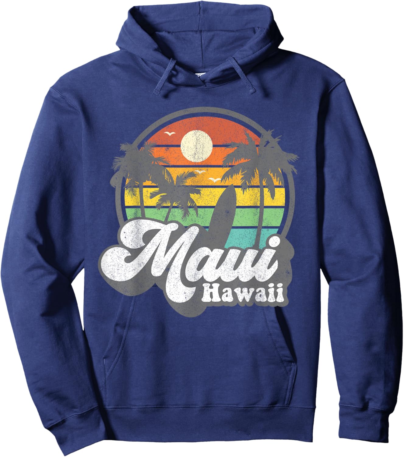 Vintage Maui Hawaii Hawaiian Beach Surfing 70's Surf Gift Hoodie - Hoodie | Navy