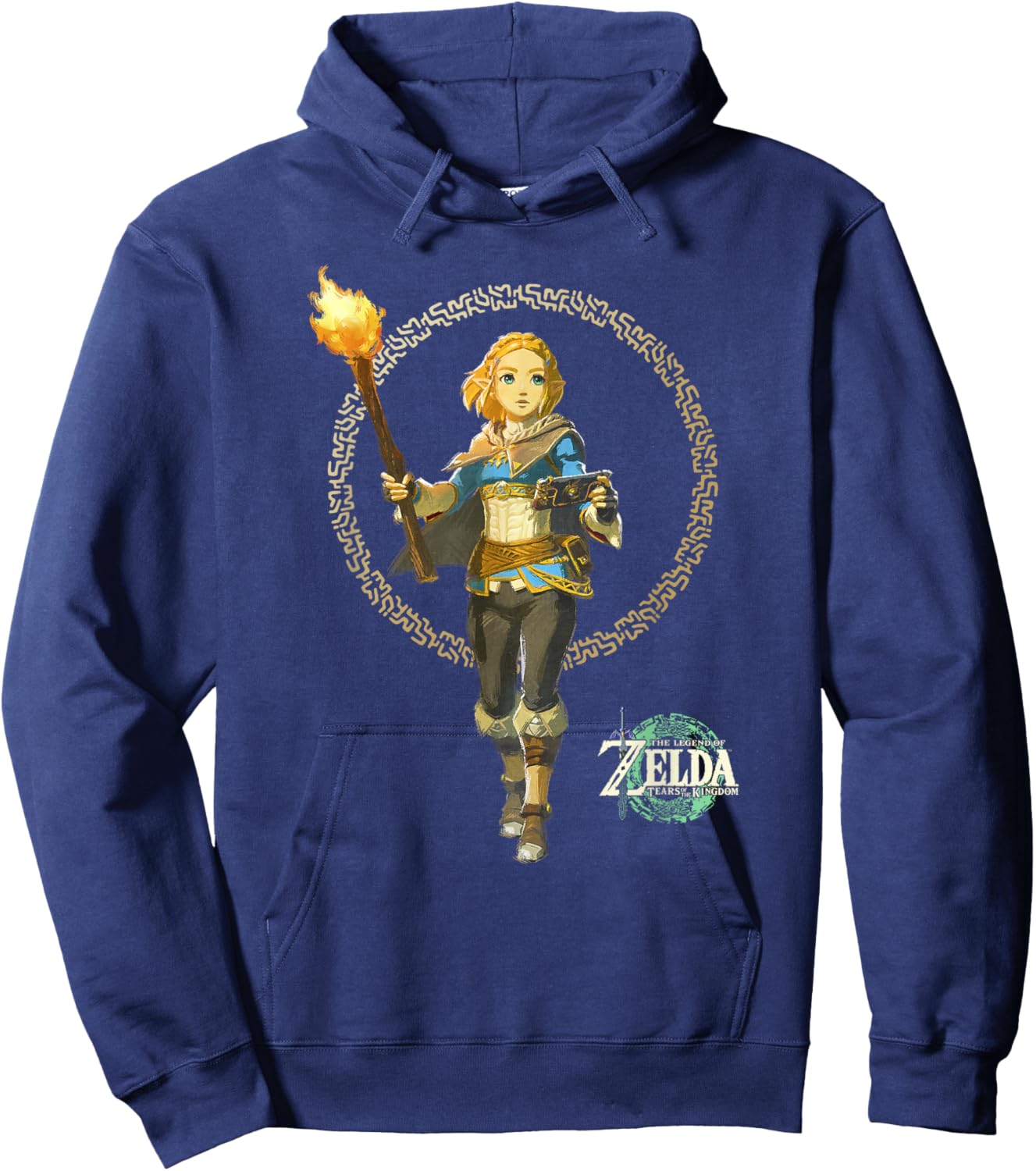 The Legend of Zelda Tears Of The Kingdom Zelda Runes Circle Hoodie - Hoodie | Navy