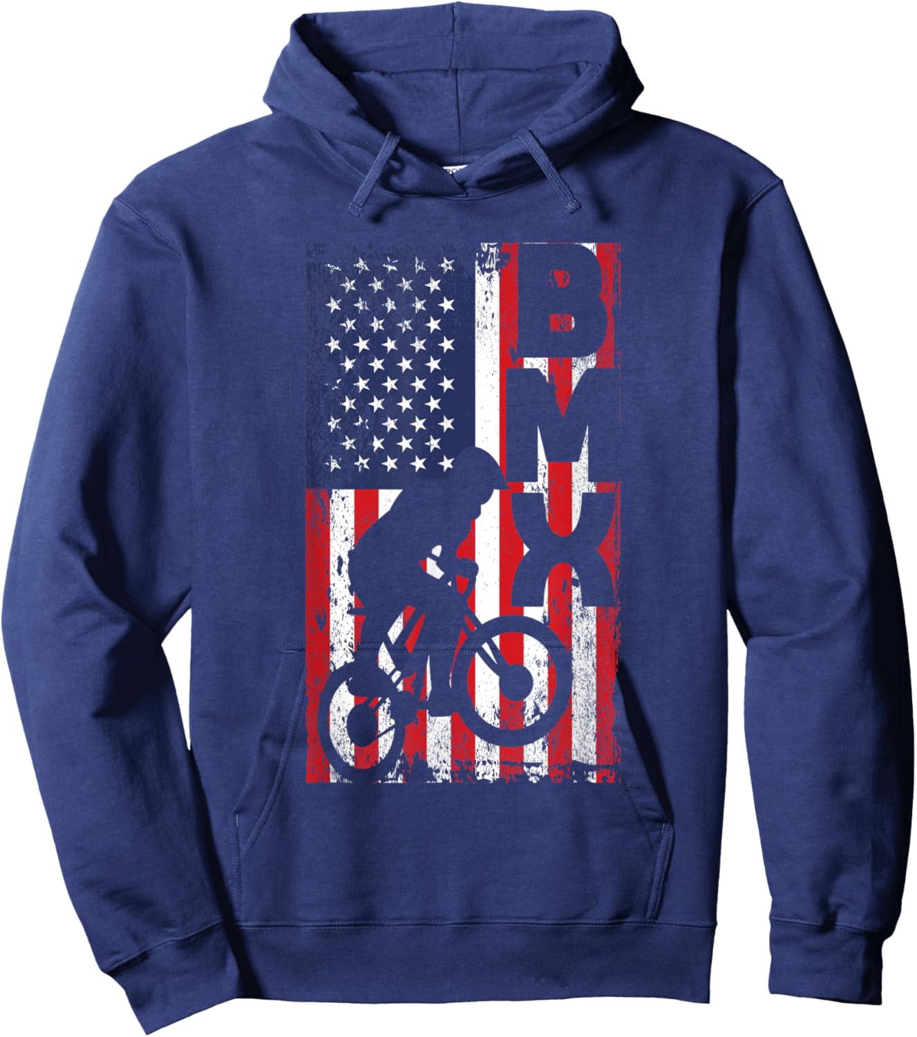 American Flag BMX Racing Extreme Sport Riding Cool Bike Ride Hoodie - Hoodie | Navy