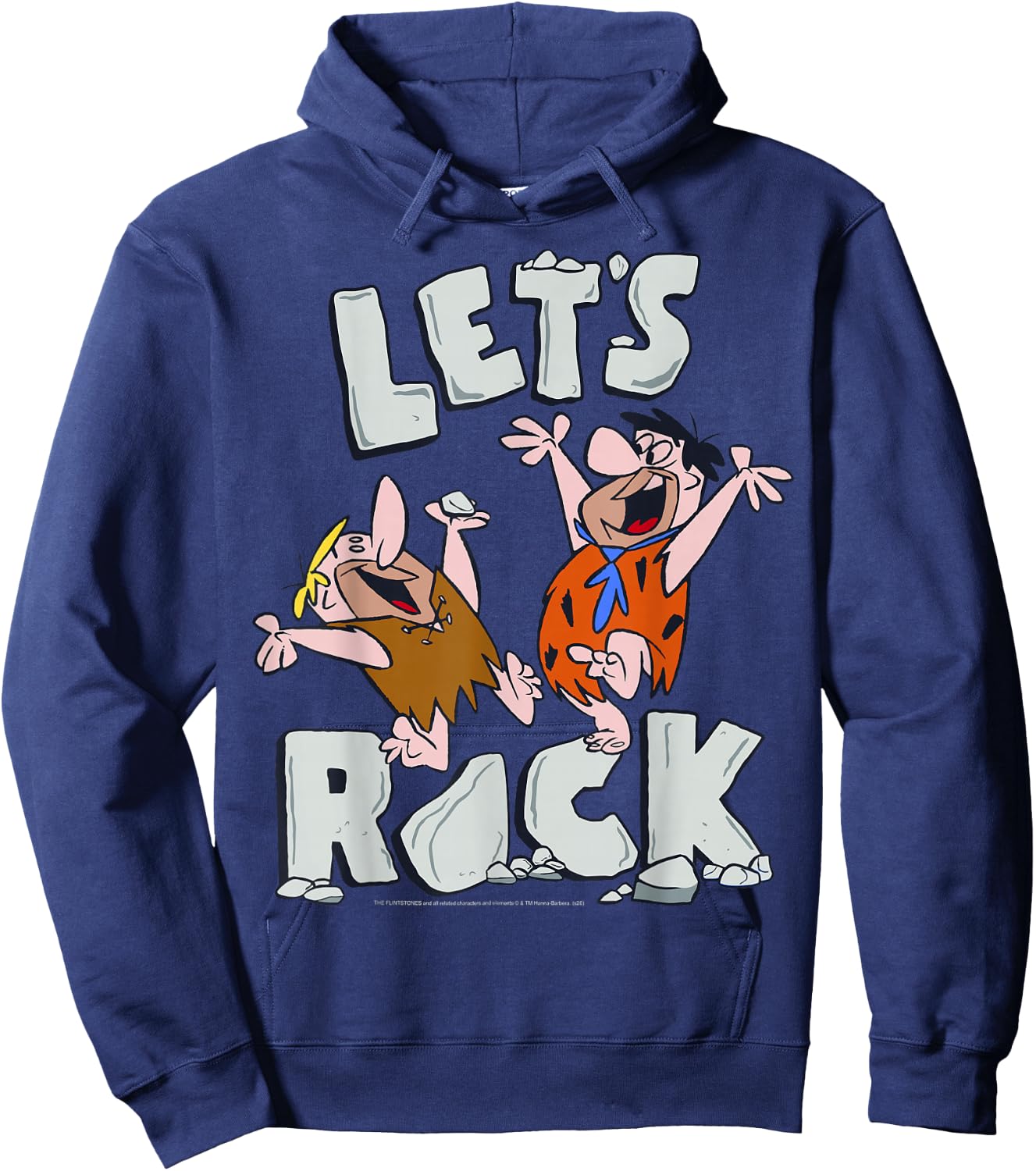 The Flintstones Fred and Barney Let's Rock Small Hoodie - Hoodie | Navy