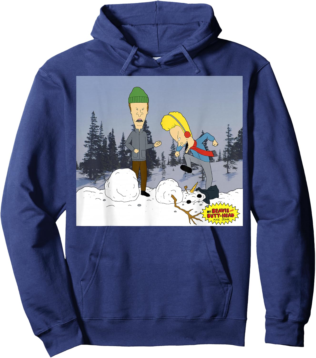 Beavis and Butt-Head Snowman Christmas Portrait Hoodie - Hoodie | Navy